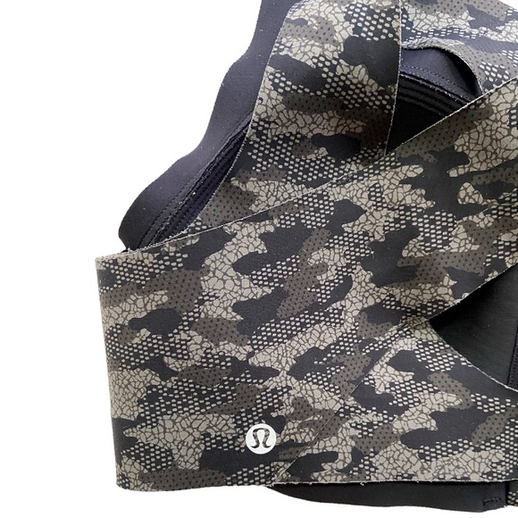 Lululemon Enlite Bra Zip Front High Support Collage Camo Mini Black 38C - Picture 6 of 8